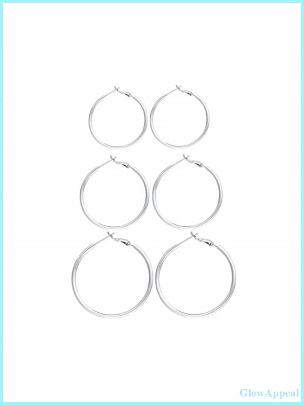 Sterling Silver Large Hoop Earrings Set 40 50 60mm 3 Pairs